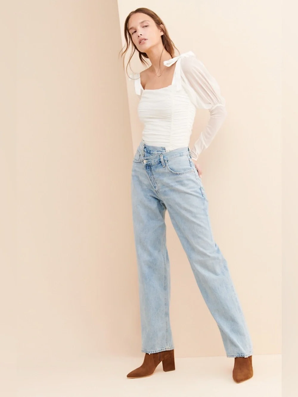 Agolde criss cross High-Rise Straight jeans distressed ripped mother Levi’s 29